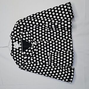 Charles Gray cropped 2 button polka dot blazer jacket black white sz Small